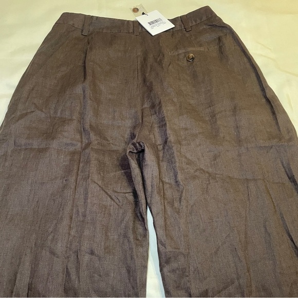 NEW! DISSH- HOLDEN BITTER CHOC LINEN PANT Size US 12 Wide Leg - Picture 7 of 12
